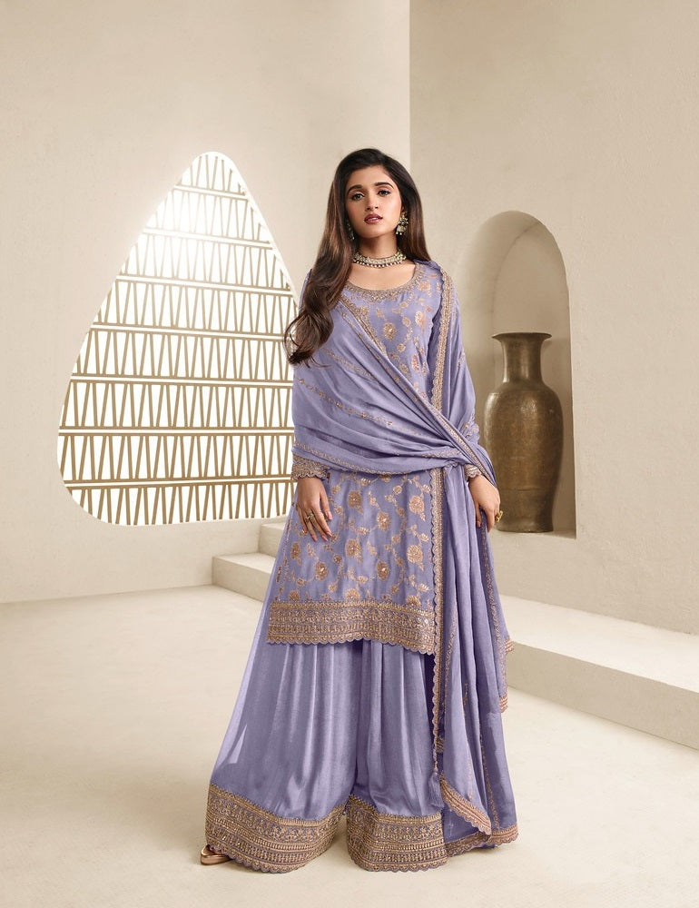 SOMVATI Luxury Jacquard Silk Plazo Set – Crafted for Special Occasions