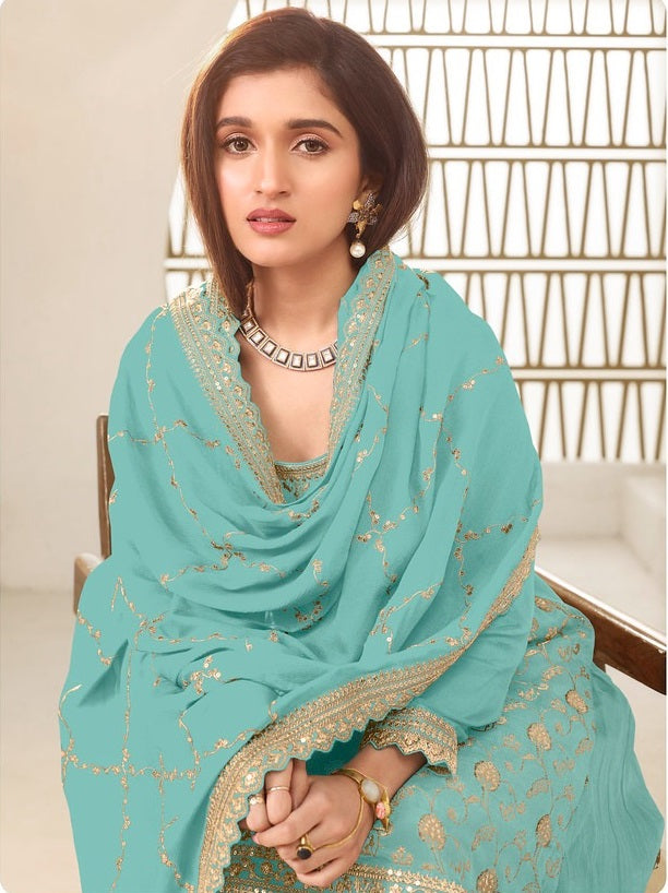 SOMVATI Women's Jacquard Silk Plazo Set with Dupatta – A Blend of Elegance and Comfort