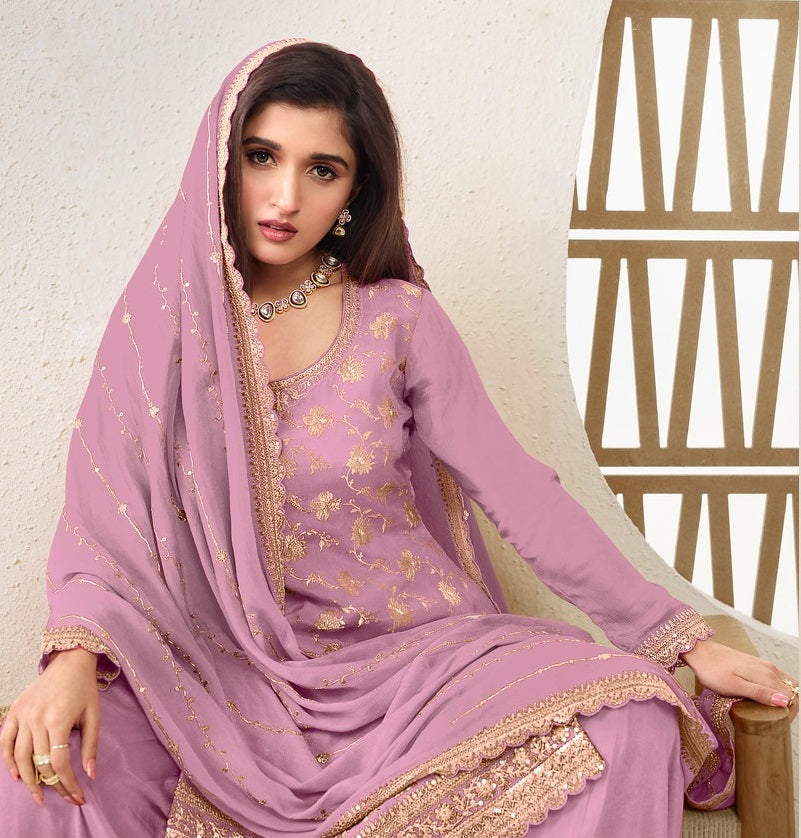 SOMVATI Women's Elegant Jacquard Silk Plazo Set – Timeless Beauty in Every Detail