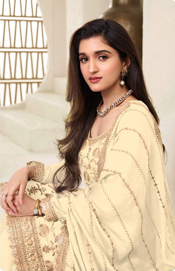 SOMVATI Designer Plazo Set – Jacquard Silk with Multi-Work Magic