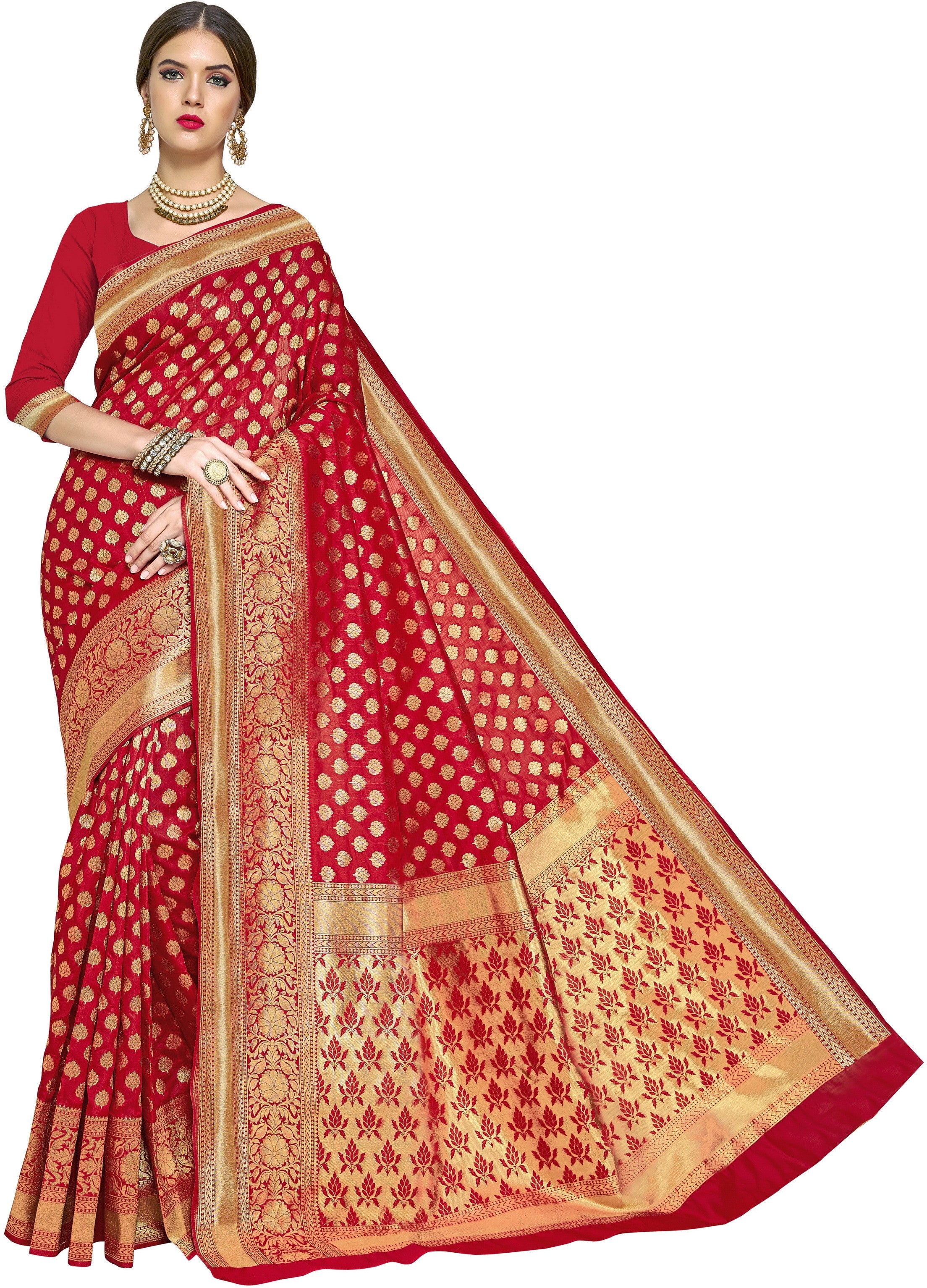 SOMVATI Exquisite Banarasi Kanjivaram Jacquard Saree: Self-Designed Weave for a Touch of Timeless Elegance
