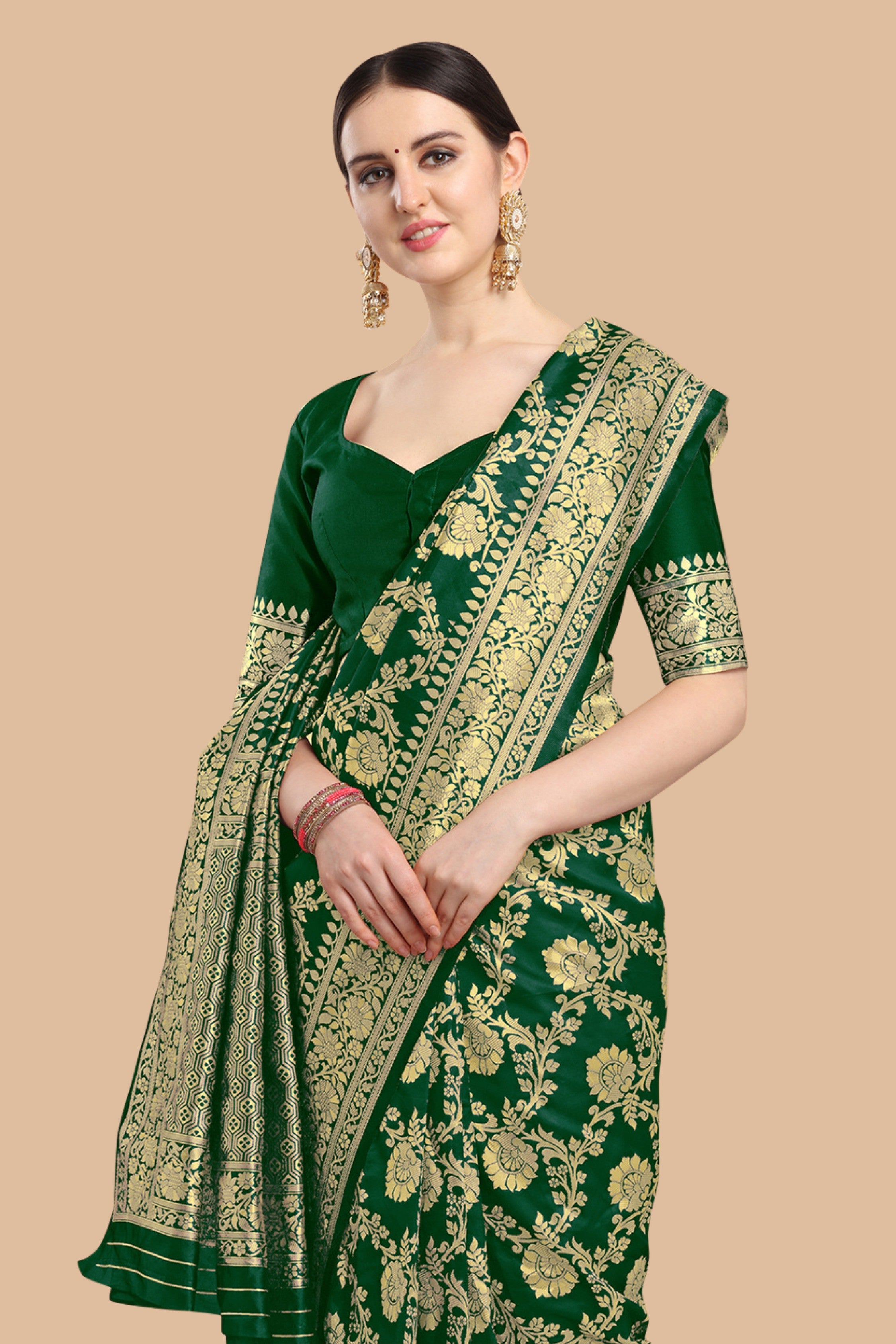 SOMVATI Majestic Banarasi Kanjivaram Jacquard Saree: Self-Designed Weave That Embodies Traditional Luxury