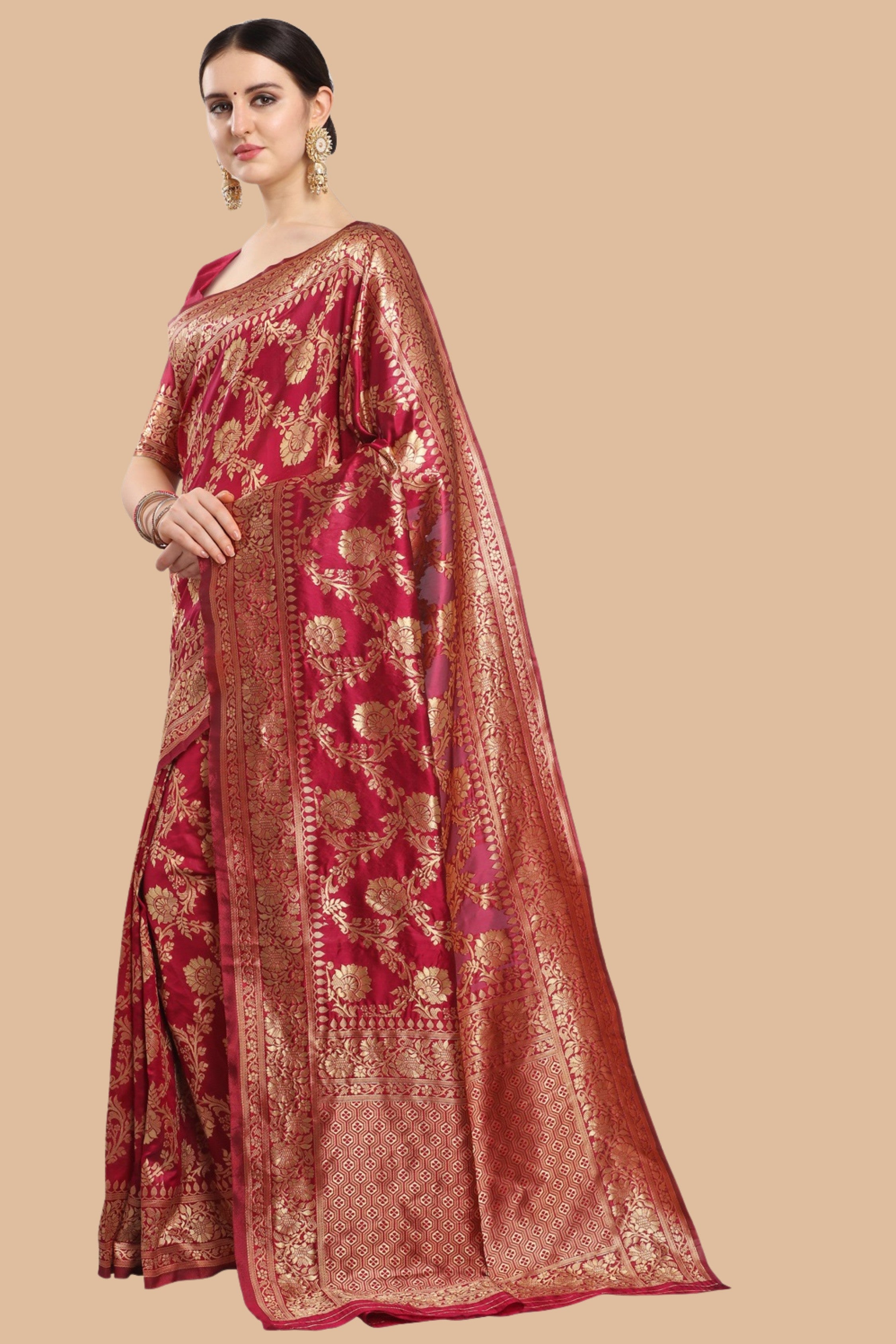 SOMVATI Majestic Banarasi Kanjivaram Jacquard Saree: Self-Designed Weave That Embodies Traditional Luxury