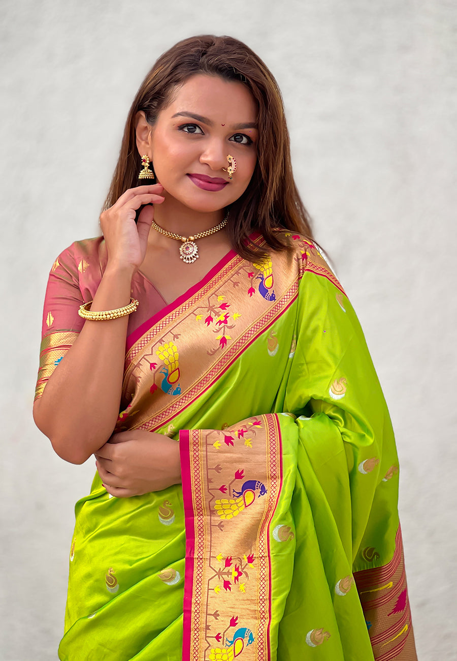 SOMVATI Super Hit Chandrakor Paithani Saree – Timeless Elegance in Soft Silk