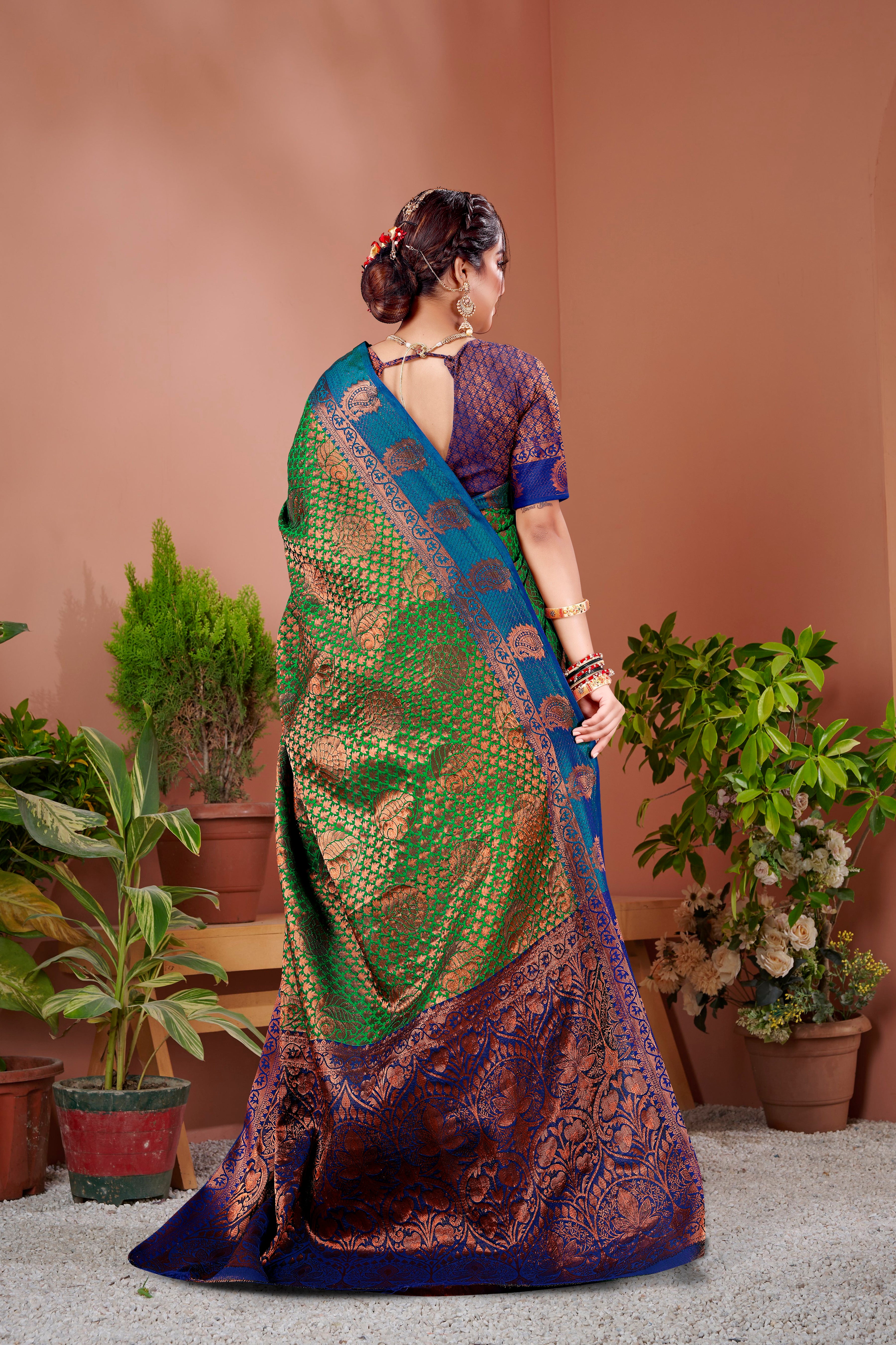 SOMVATI Banarasi Silk Saree with Stunning Jacquard Woven Design – Elegant Festive and Bridal Wear for Women