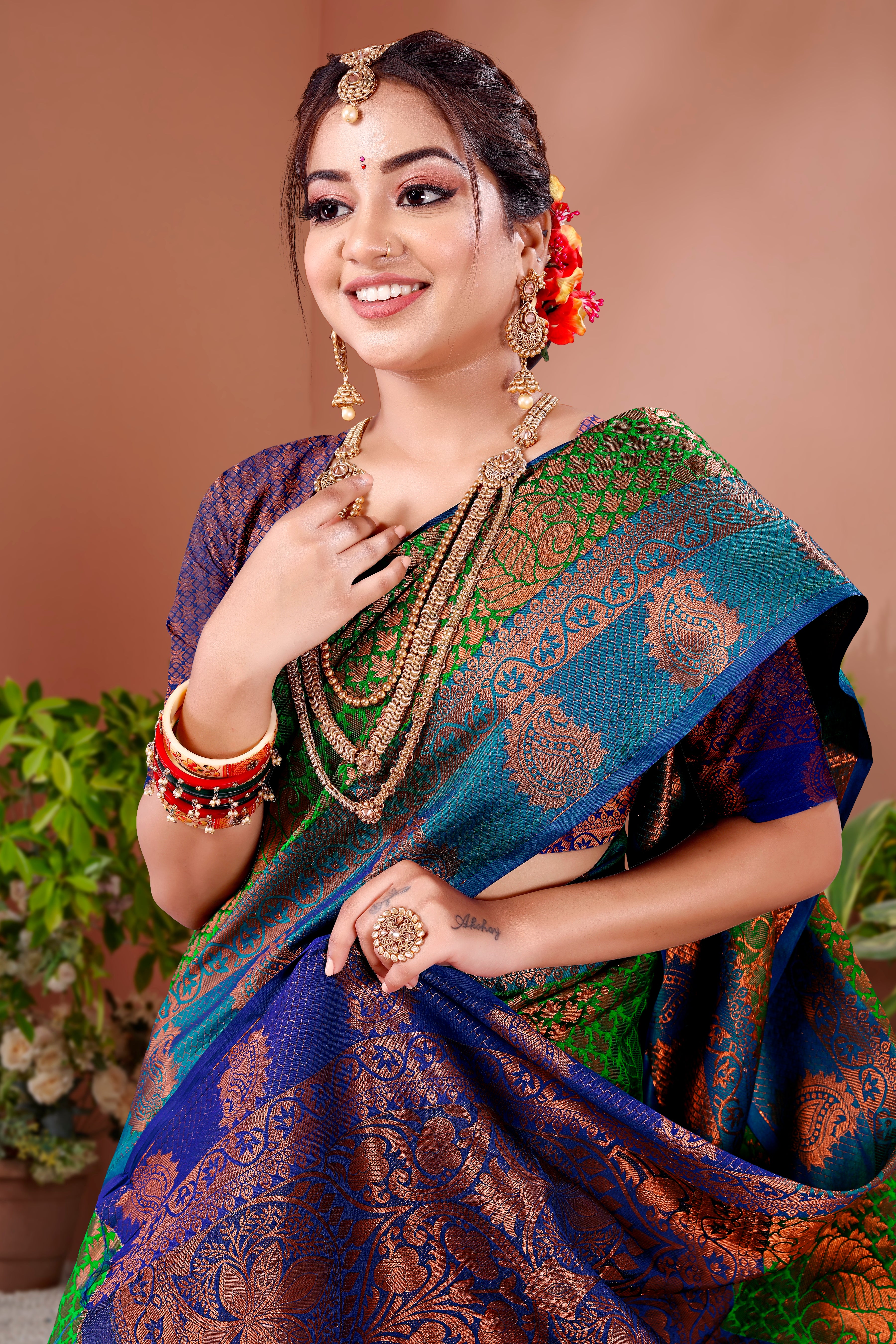 SOMVATI Banarasi Silk Saree with Stunning Jacquard Woven Design – Elegant Festive and Bridal Wear for Women