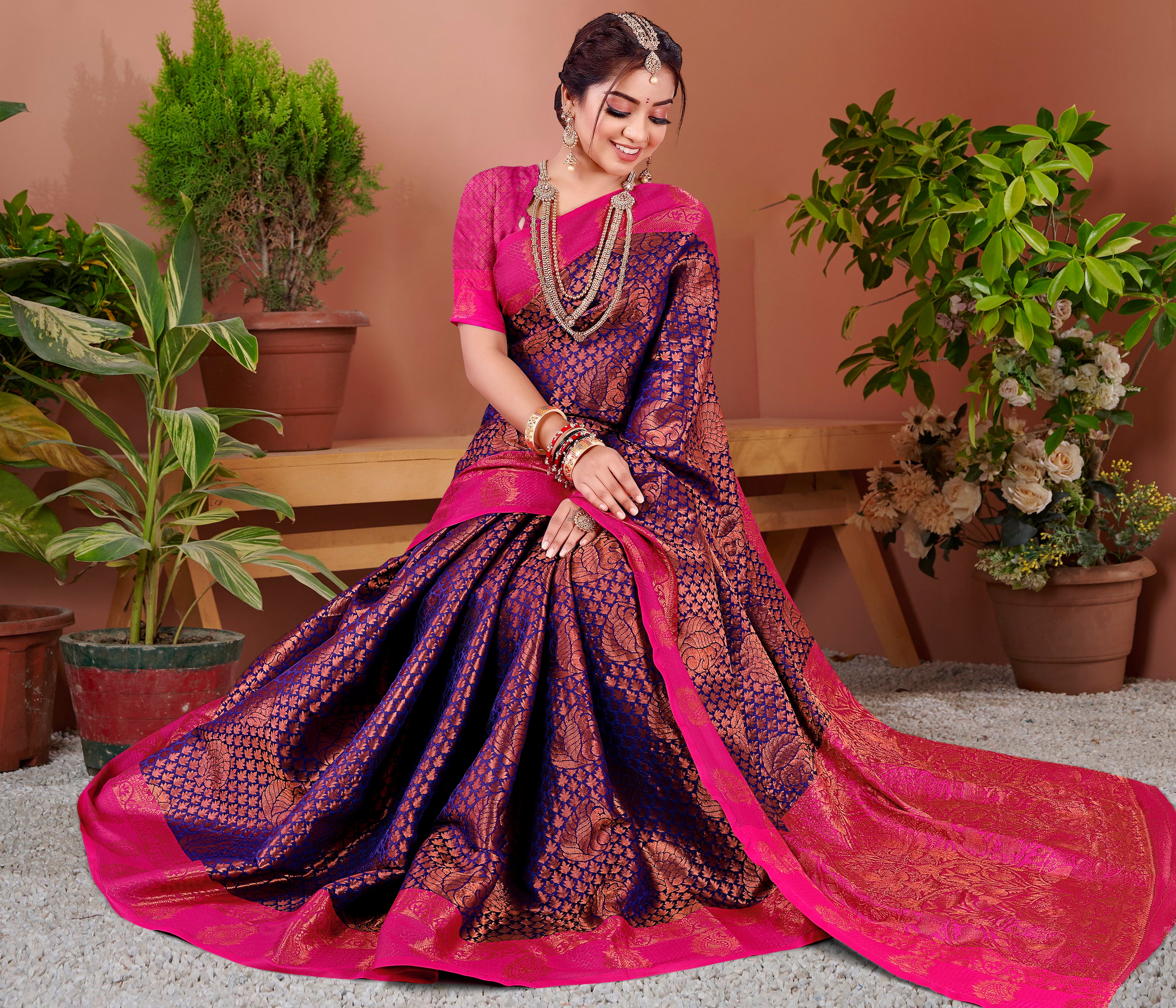 SOMVATI Banarasi Silk Saree with Stunning Jacquard Woven Design – Elegant Festive and Bridal Wear for Women
