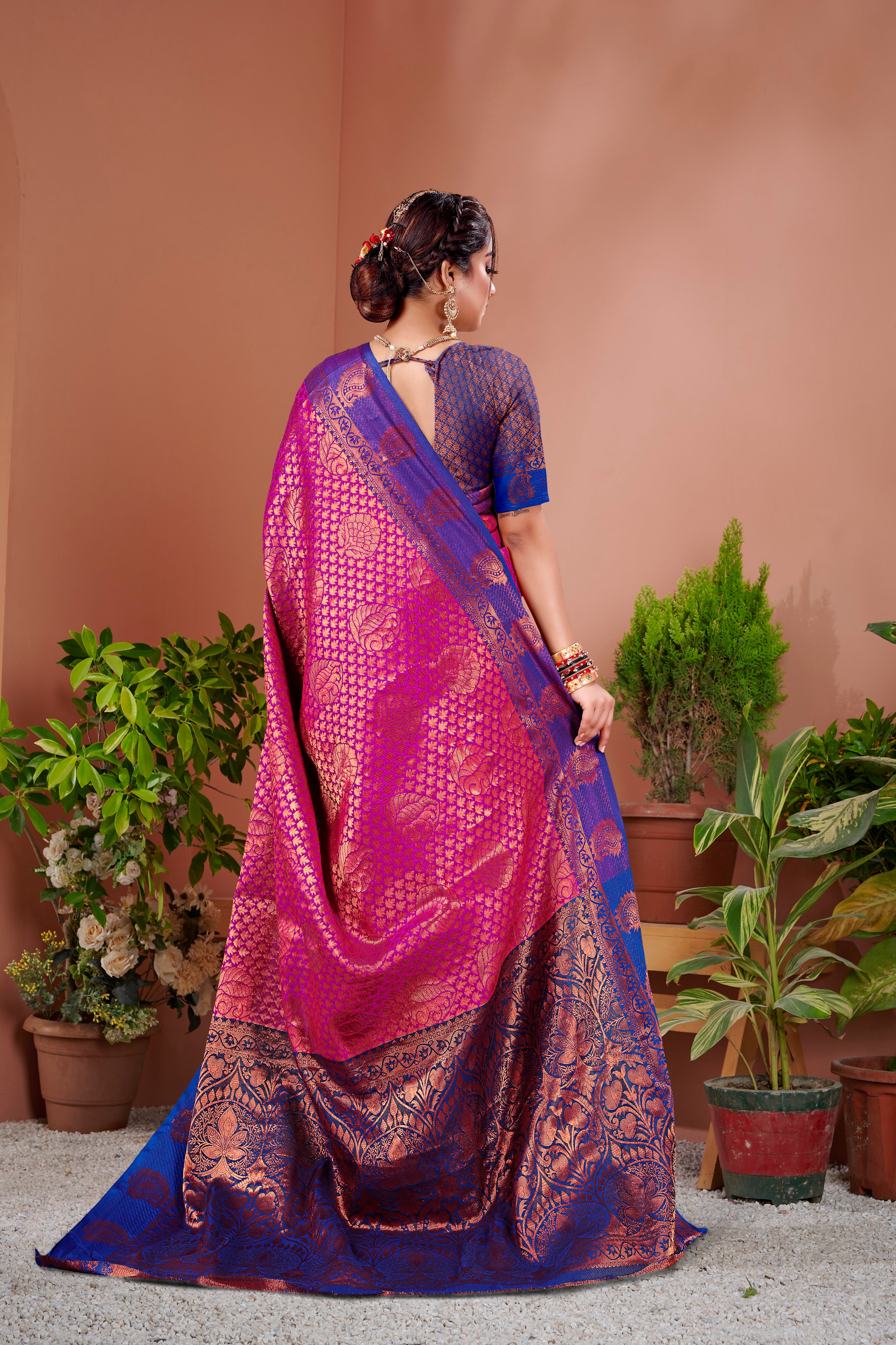 SOMVATI Banarasi Silk Saree with Stunning Jacquard Woven Design – Elegant Festive and Bridal Wear for Women