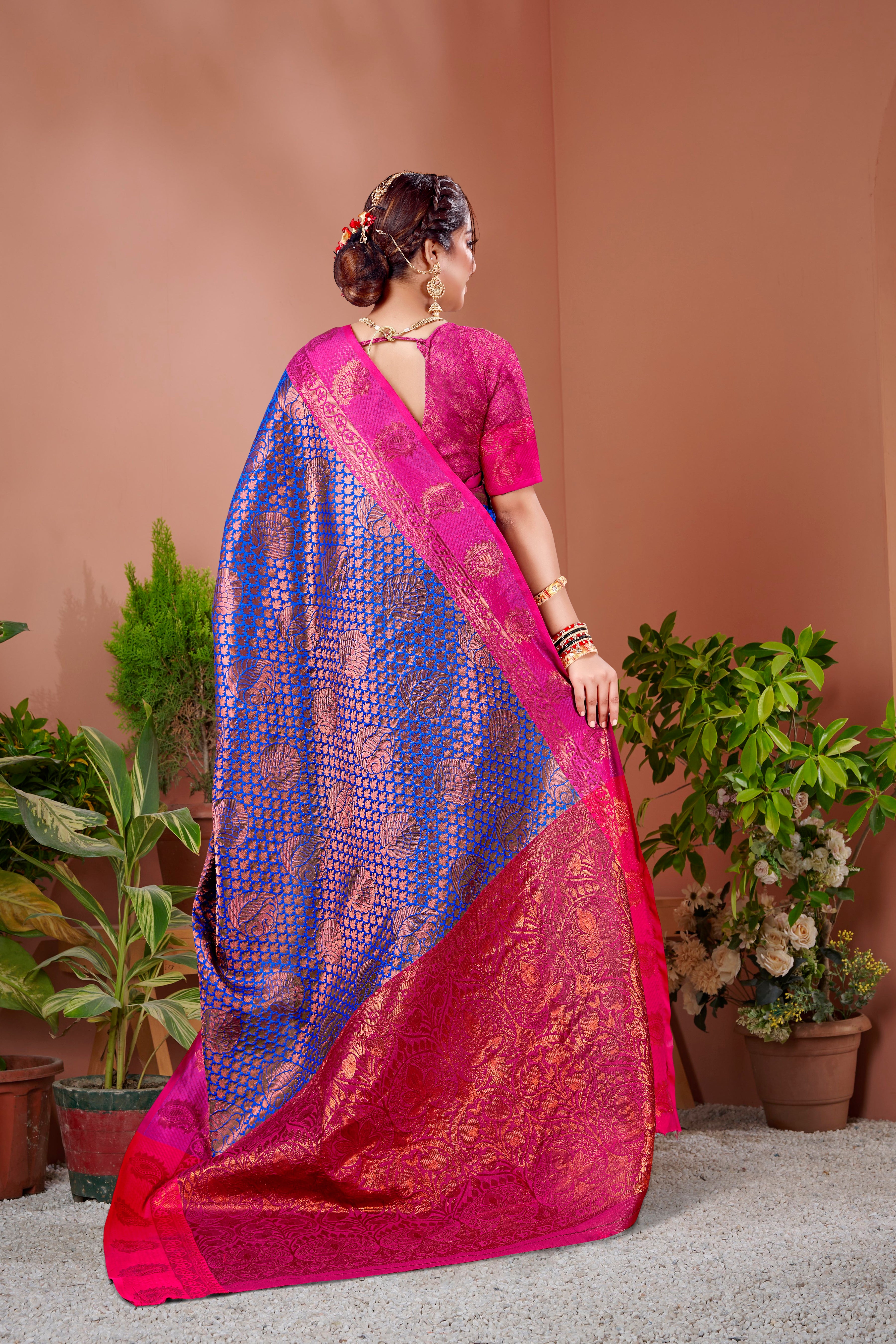 SOMVATI Banarasi Silk Saree with Stunning Jacquard Woven Design – Elegant Festive and Bridal Wear for Women