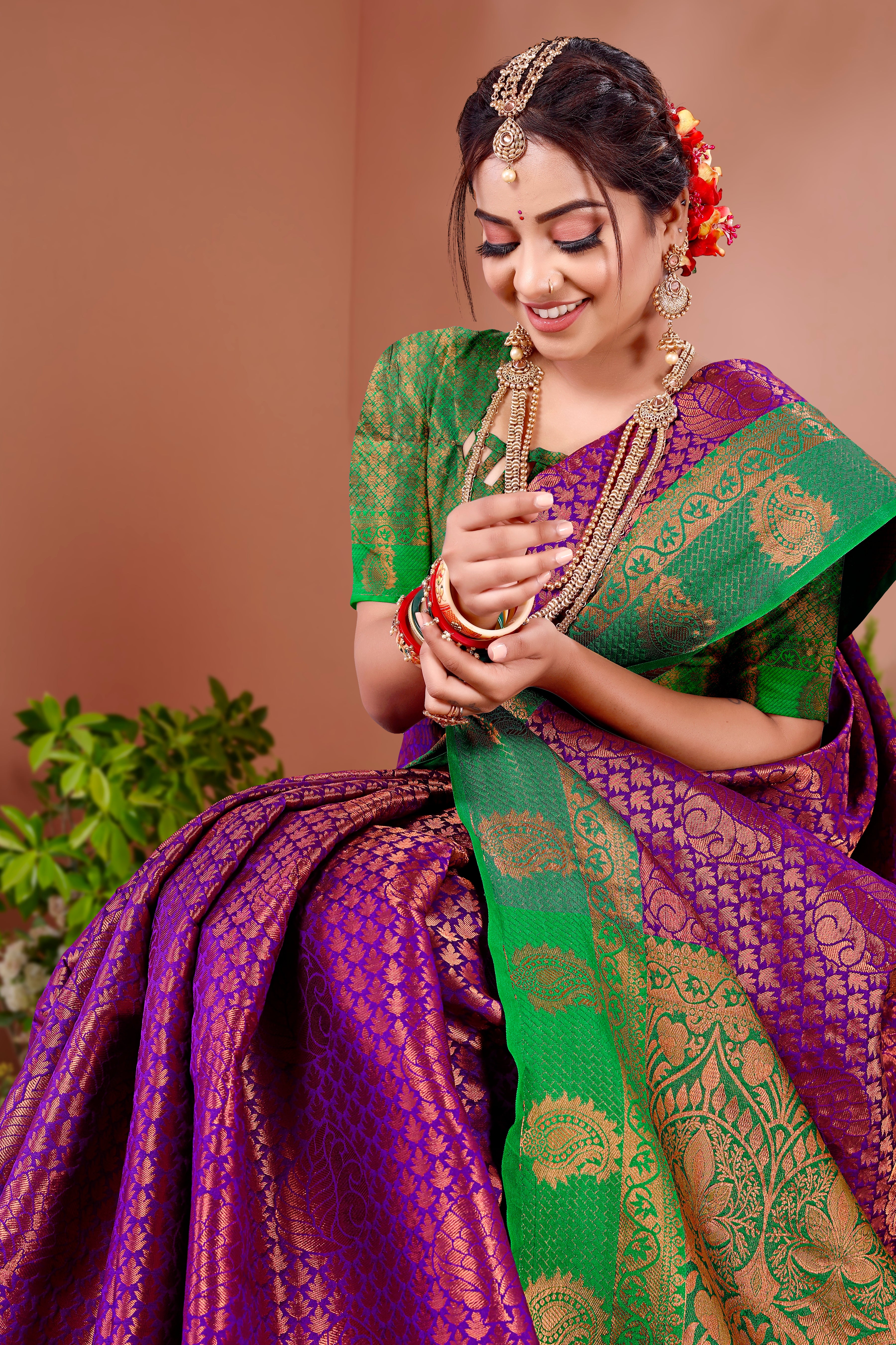 SOMVATI Banarasi Silk Saree with Stunning Jacquard Woven Design – Elegant Festive and Bridal Wear for Women