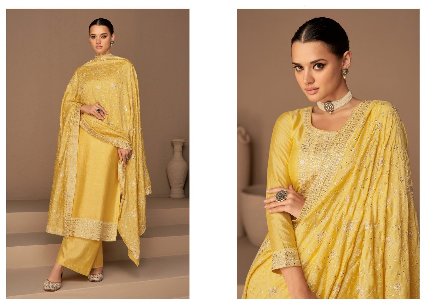 SOMVATI Premium Heavy Unstitched Material Salwar Suit – Embroidered Elegance with Sequins & Stone Work