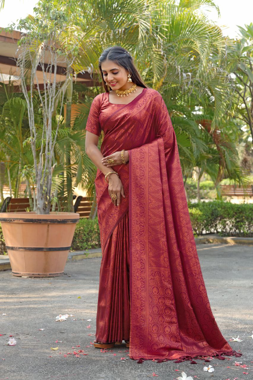SOMVATI Banarasi Softy Silk Saree with Intricate Woven Design – Elegant Traditional Wear for Women