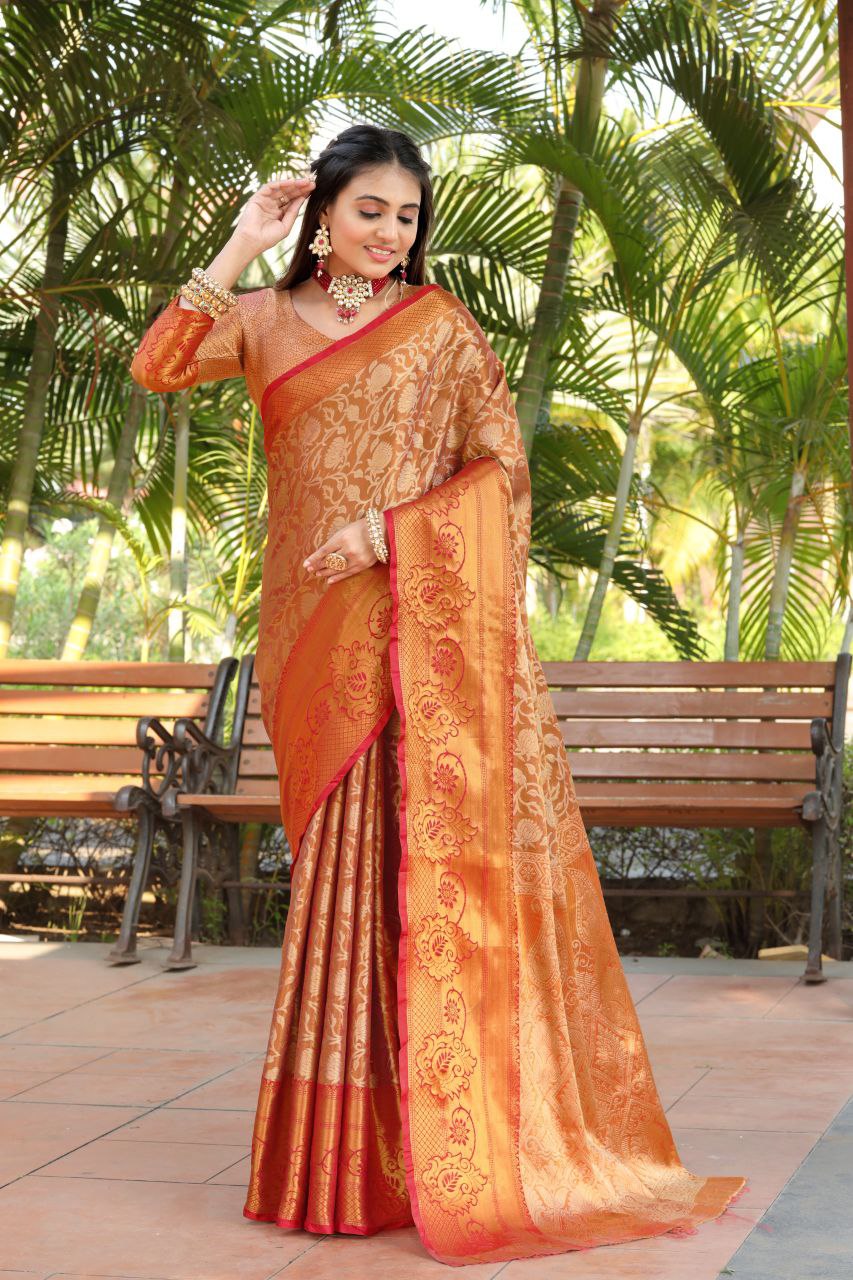 SOMVATI Banarasi Silk Saree with Rich Jacquard Woven Design – Elegant Festive and Wedding Wear for Women