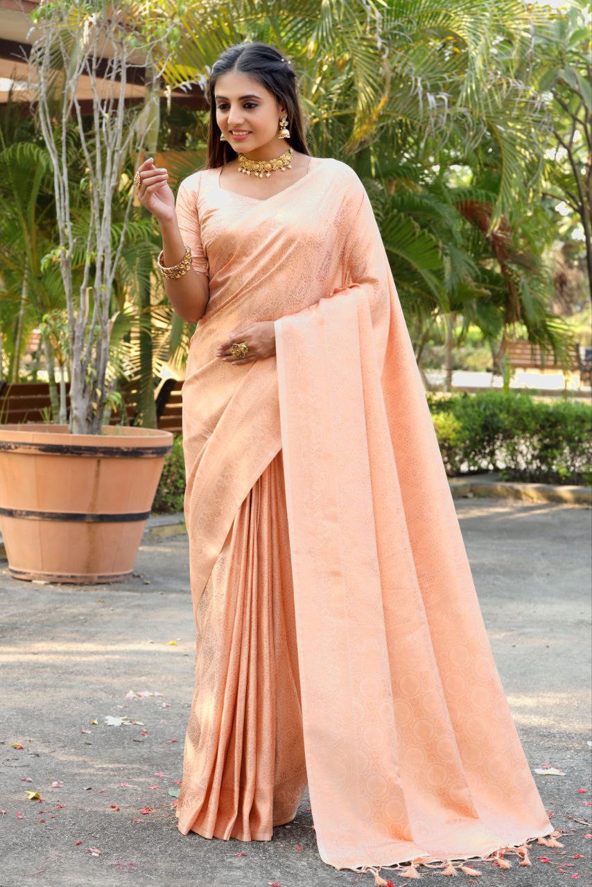 SOMVATI Banarasi Softy Silk Saree with Intricate Woven Design – Elegant Traditional Wear for Women