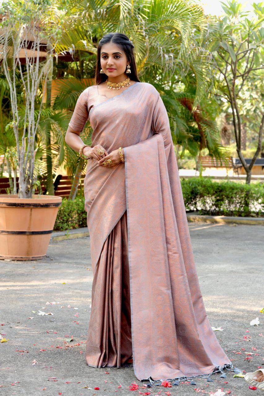 SOMVATI Banarasi Softy Silk Saree with Intricate Woven Design – Elegant Traditional Wear for Women