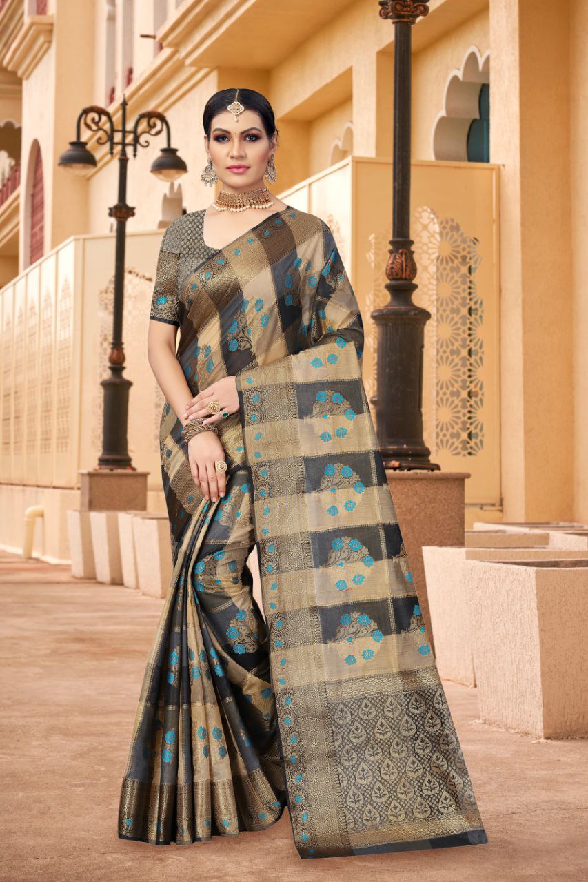 Somvati Banarasi Silk Saree – Luxurious Jacquard Design for Festive and Bridal Elegance