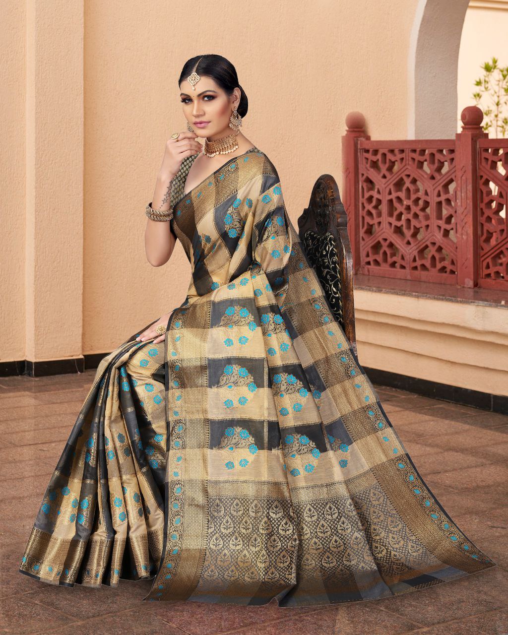 Somvati Banarasi Silk Saree – Luxurious Jacquard Design for Festive and Bridal Elegance