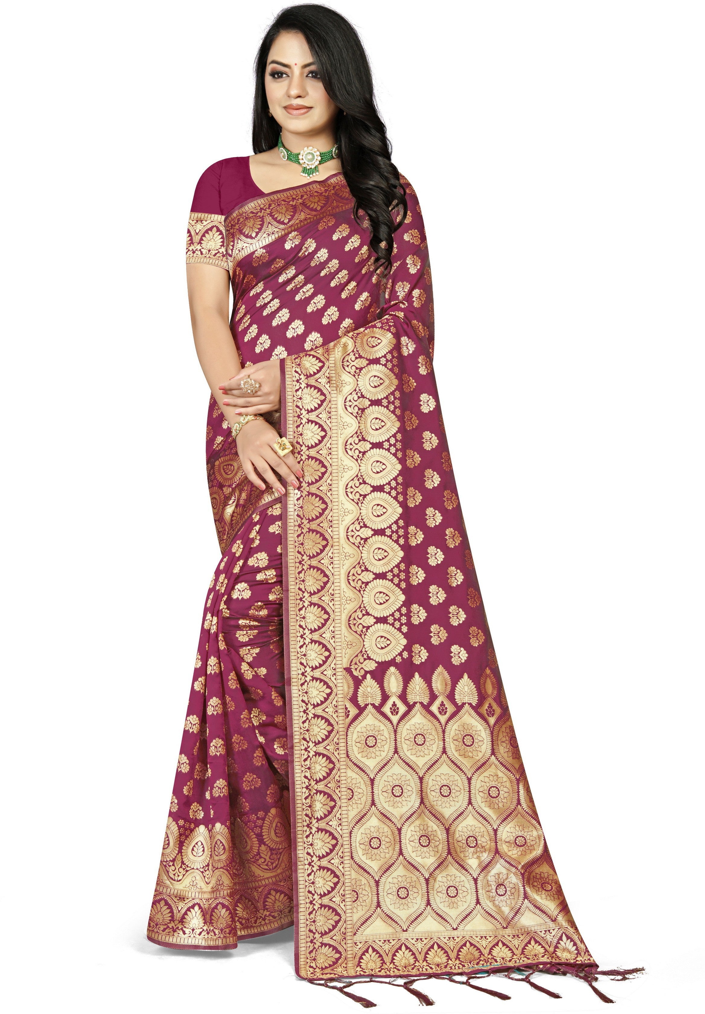 SOMVATI Opulent Banarasi Kanjivaram Jacquard Saree: Masterfully Woven Self-Design for Unmatched Sophistication