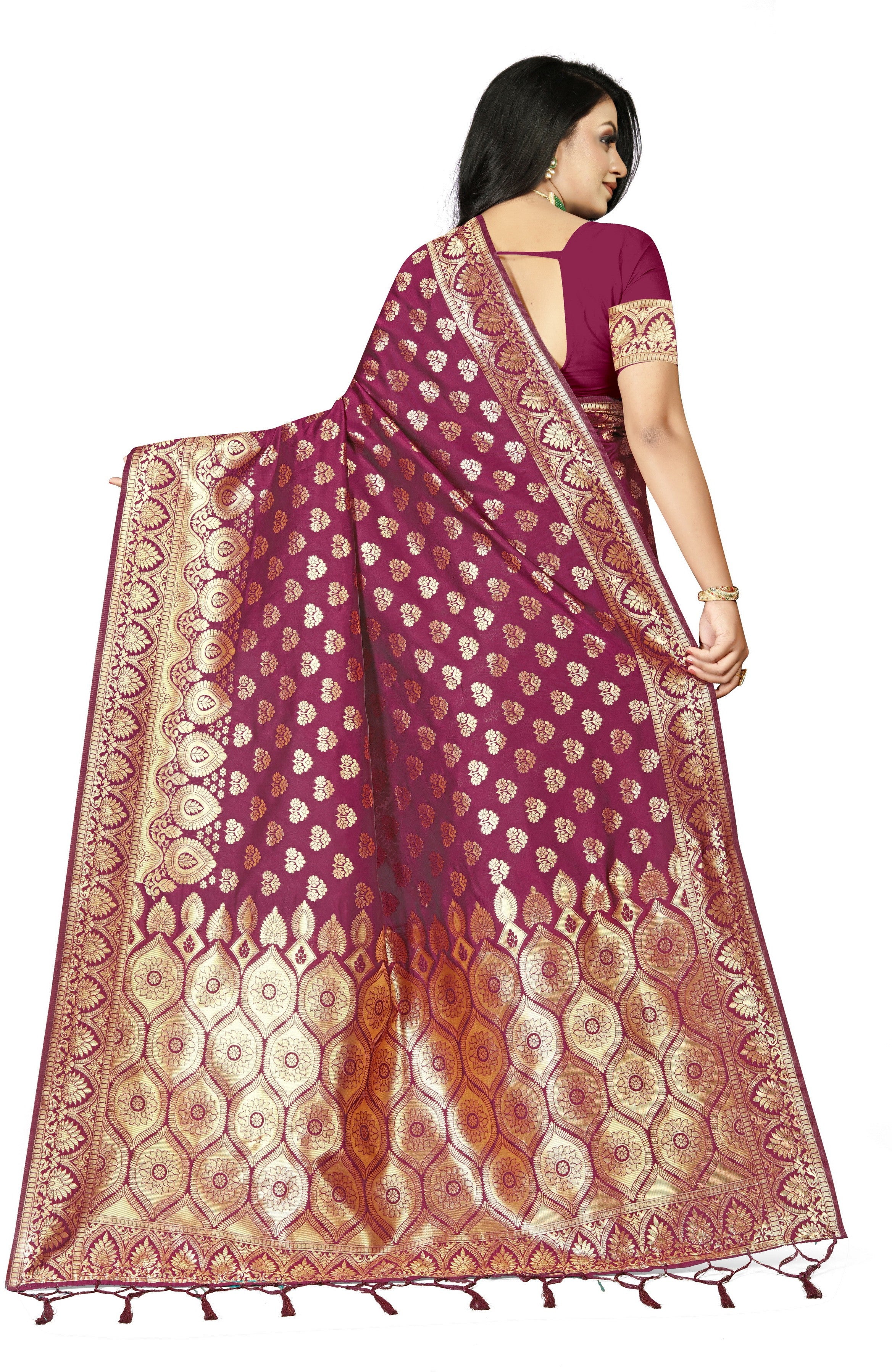 SOMVATI Opulent Banarasi Kanjivaram Jacquard Saree: Masterfully Woven Self-Design for Unmatched Sophistication