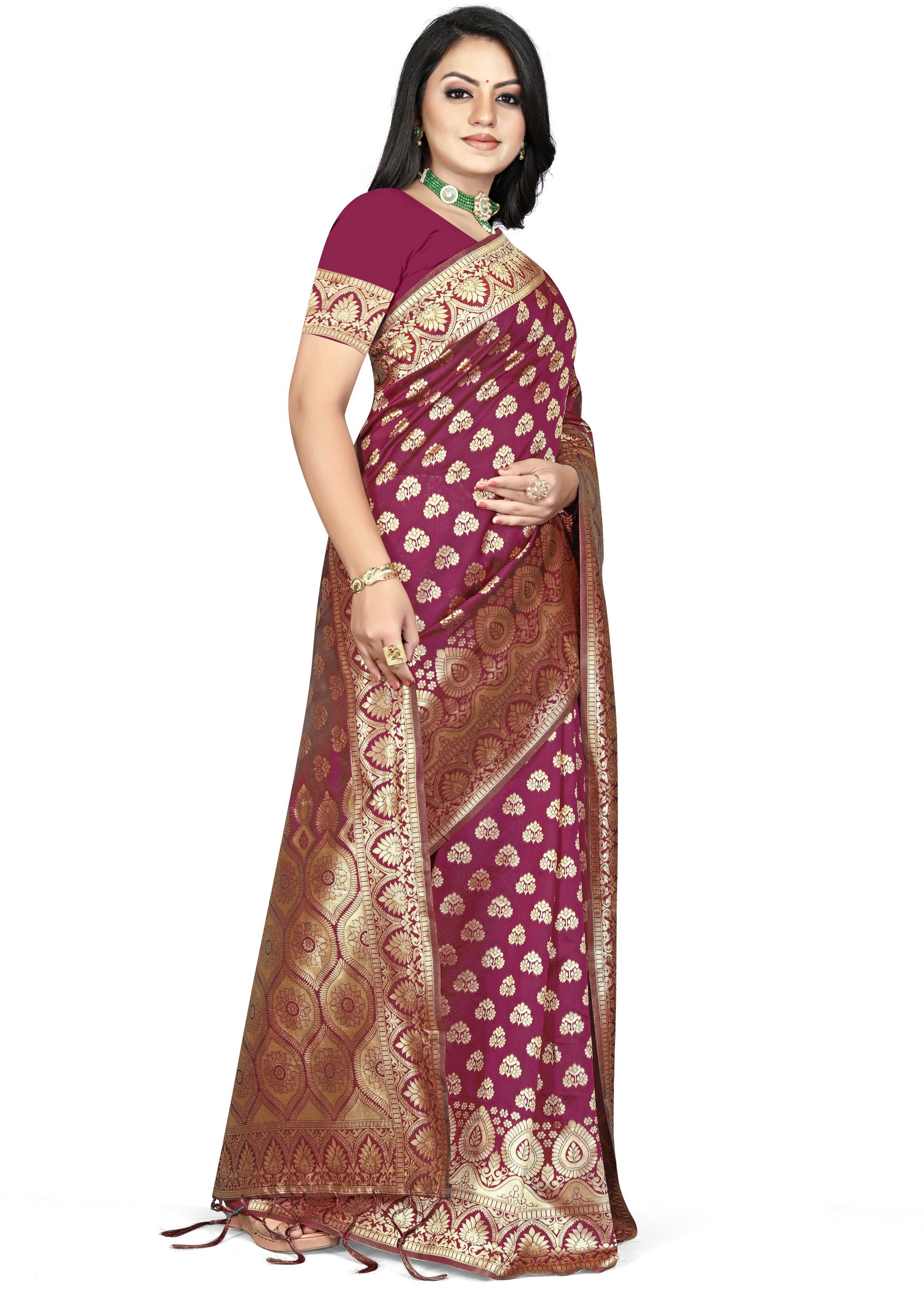 SOMVATI Opulent Banarasi Kanjivaram Jacquard Saree: Masterfully Woven Self-Design for Unmatched Sophistication