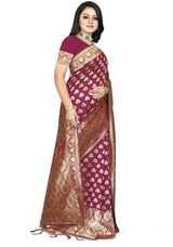 SOMVATI Opulent Banarasi Kanjivaram Jacquard Saree: Masterfully Woven Self-Design for Unmatched Sophistication