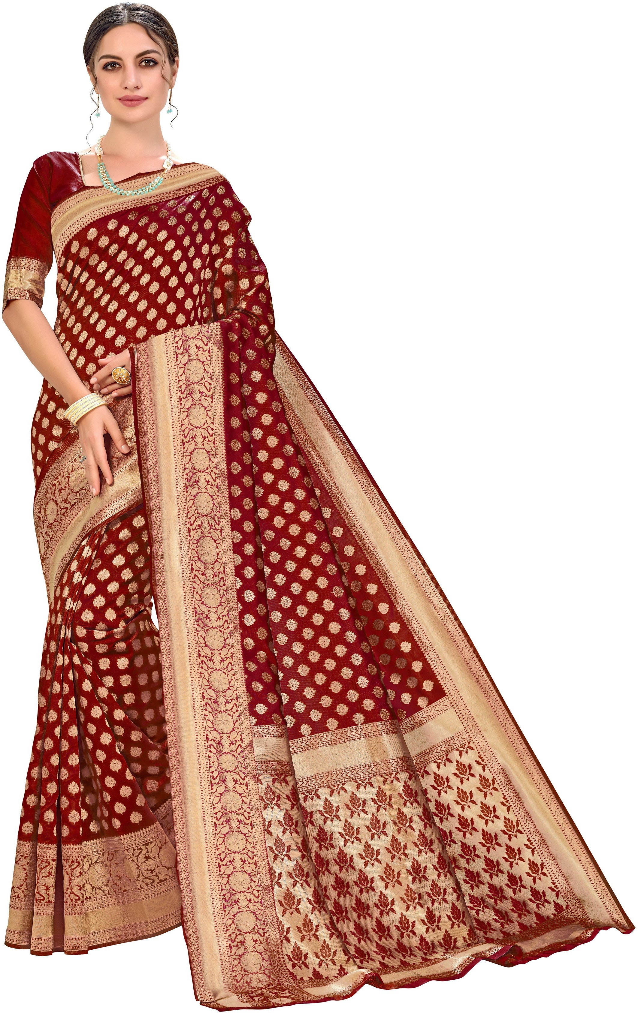 SOMVATI Exquisite Banarasi Kanjivaram Jacquard Saree: Self-Designed Weave for a Touch of Timeless Elegance