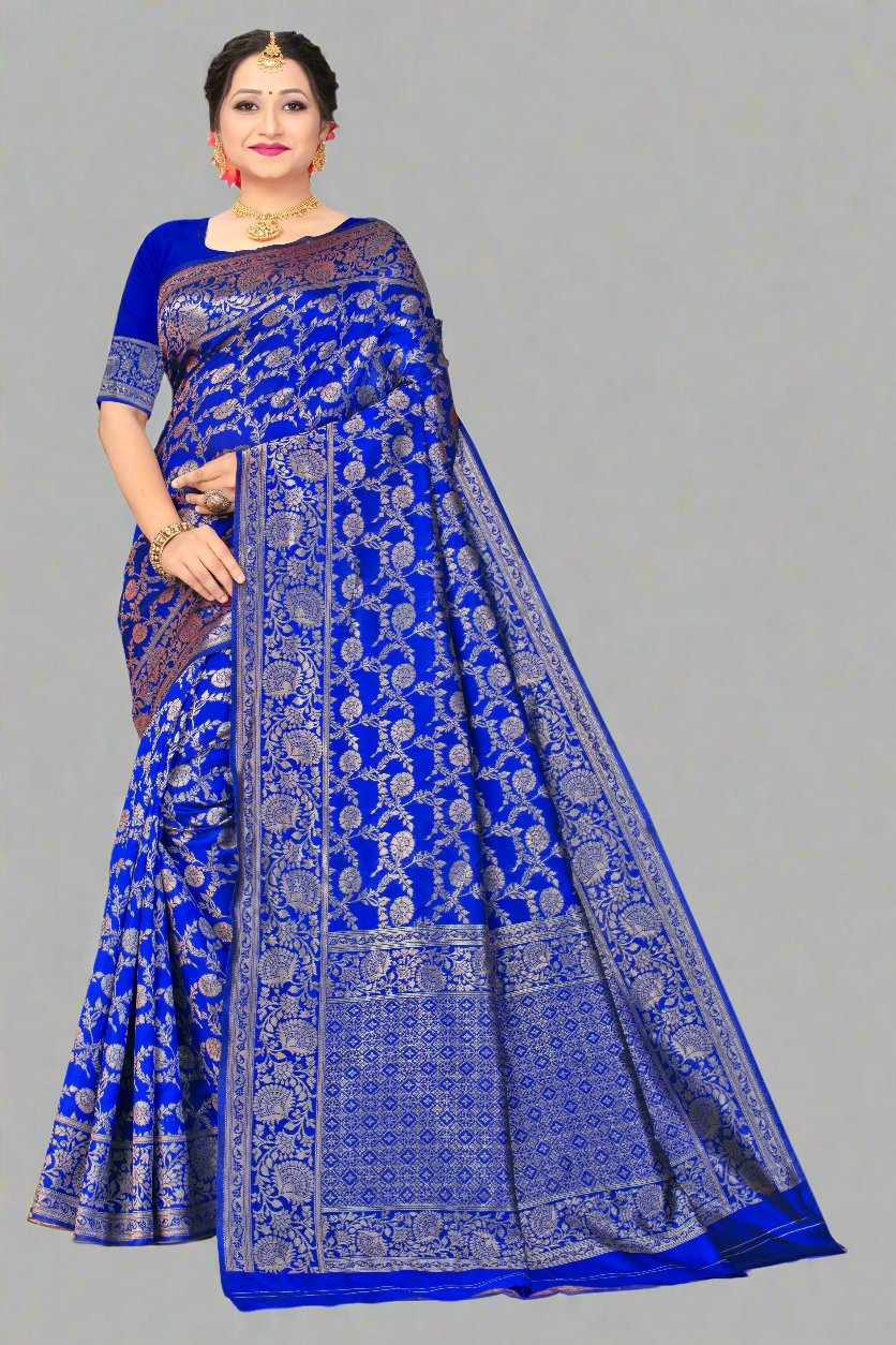 SOMVATI Artisan Banarasi Kanjivaram Jacquard Woven Self-Design Saree: Embrace Sophisticated Elegance