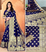 SOMVATI Luxurious Banarasi Kanjivaram Jacquard Woven Saree: Exquisite Self-Designed Elegance for Timeless Grace