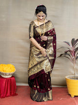 SOMVATI Chic Banarasi Kanjivaram Jacquard Saree: Artisanal Self-Design That Speaks of Heritage and Style