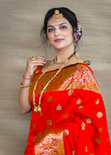 SOMVATI Chic Banarasi Kanjivaram Jacquard Saree: Artisanal Self-Design That Speaks of Heritage and Style