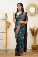 SOMVATI Timeless Banarasi Kanjivaram Jacquard Saree: Self-Woven Design for a Touch of Luxury in Every Drap