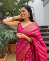 SOMVATI Captivating Banarasi Kanjivaram Jacquard Woven Self-Design Saree: Redefining Ethnic Grandeur