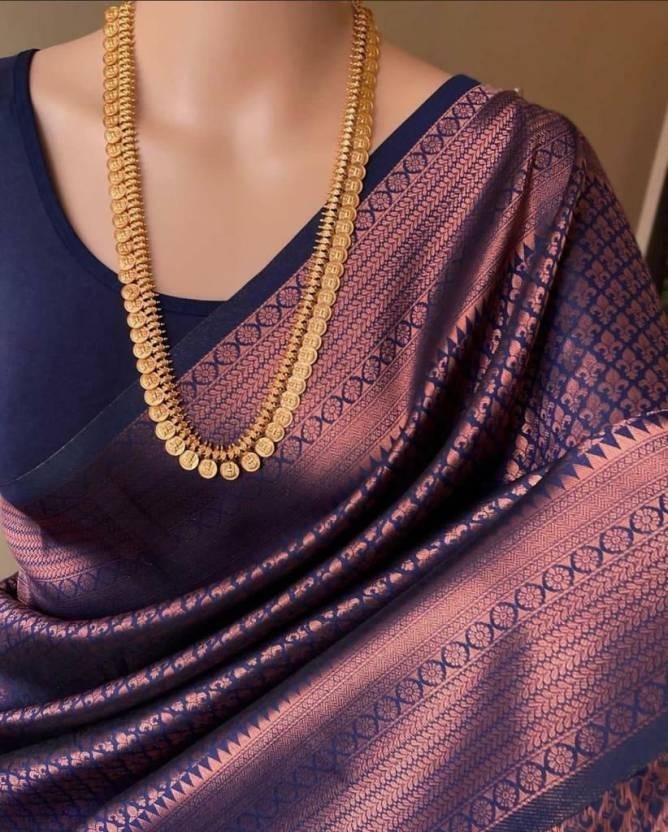 SOMVATI Opulent Handloom Kanchipuram Saree: Regal Zari Border for Timeless Beauty