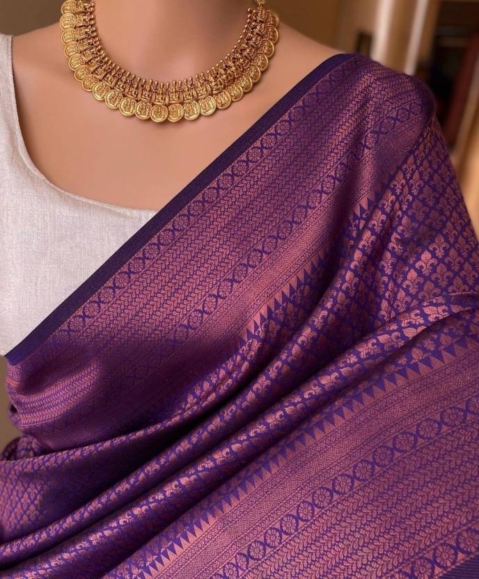 SOMVATI Opulent Handloom Kanchipuram Saree: Regal Zari Border for Timeless Beauty