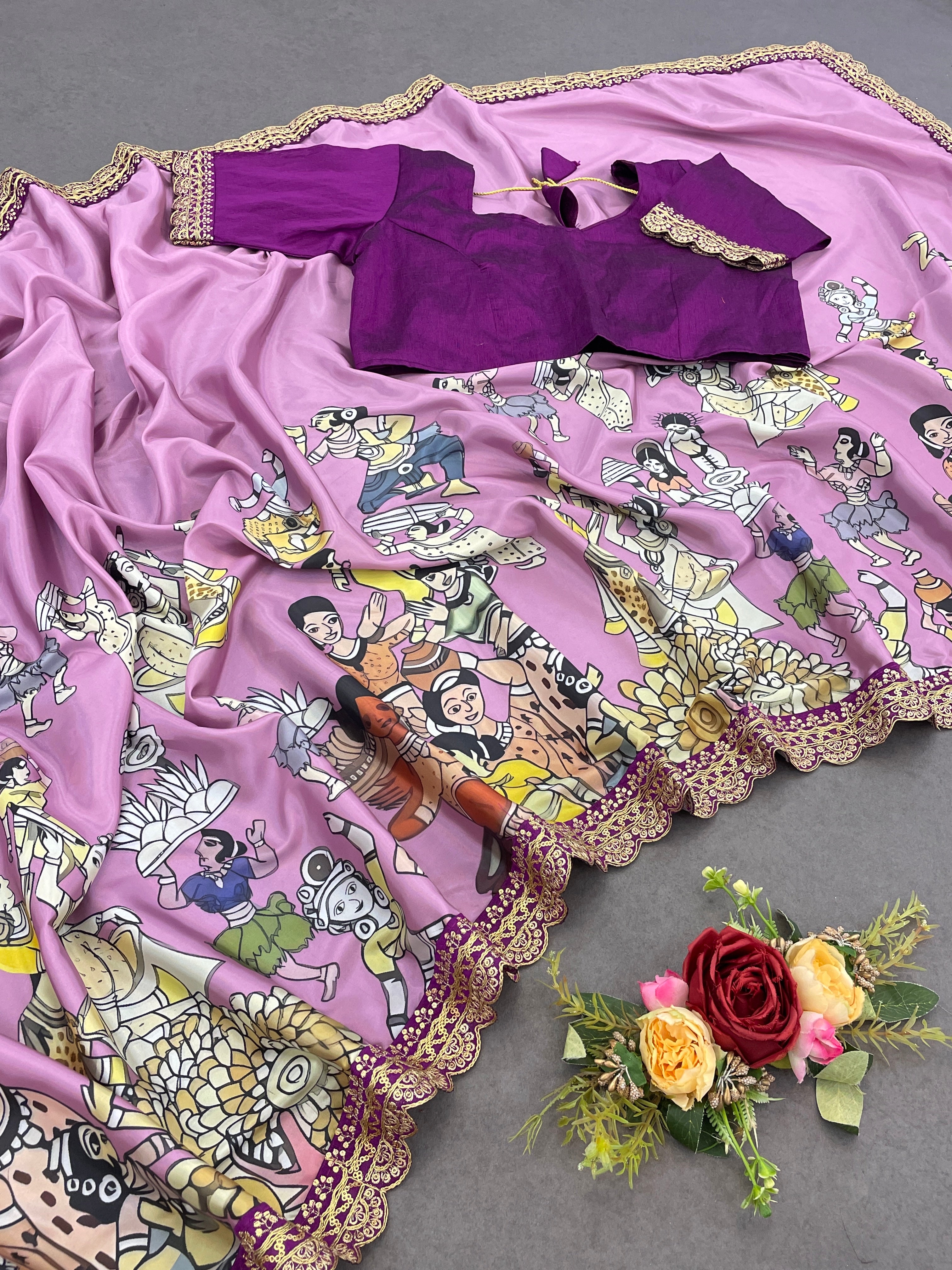 Somvati Digital Print Dola Silk Saree – Modern Elegance with Vibrant Prints