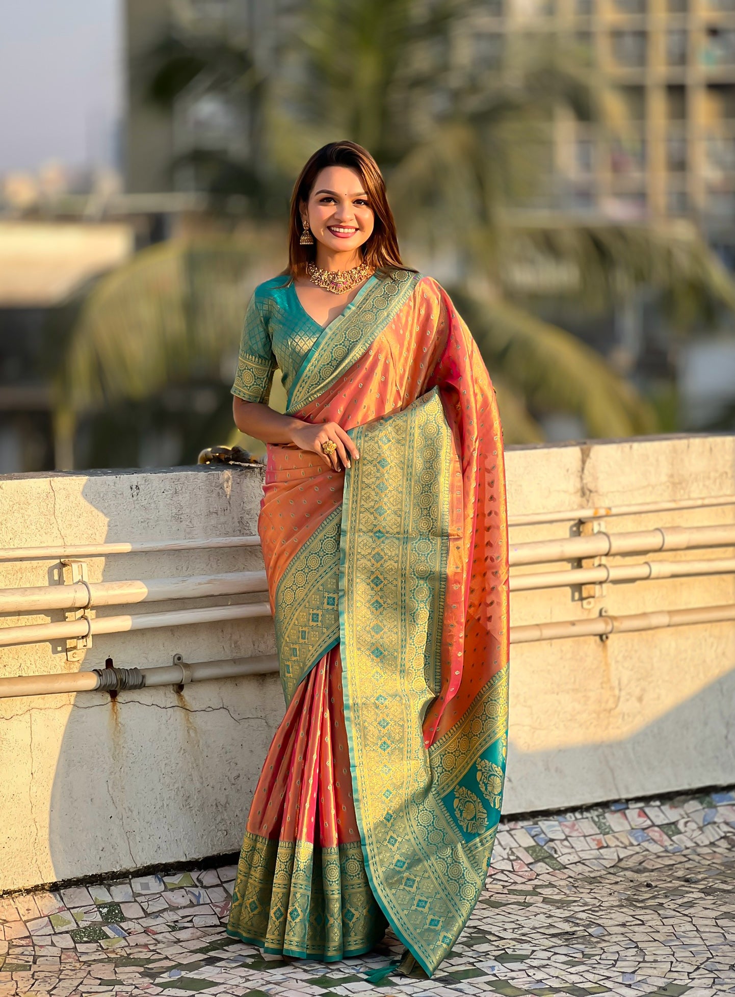 SOMVATI Pure Soft Tissue Zari Woven Saree – Timeless Elegance