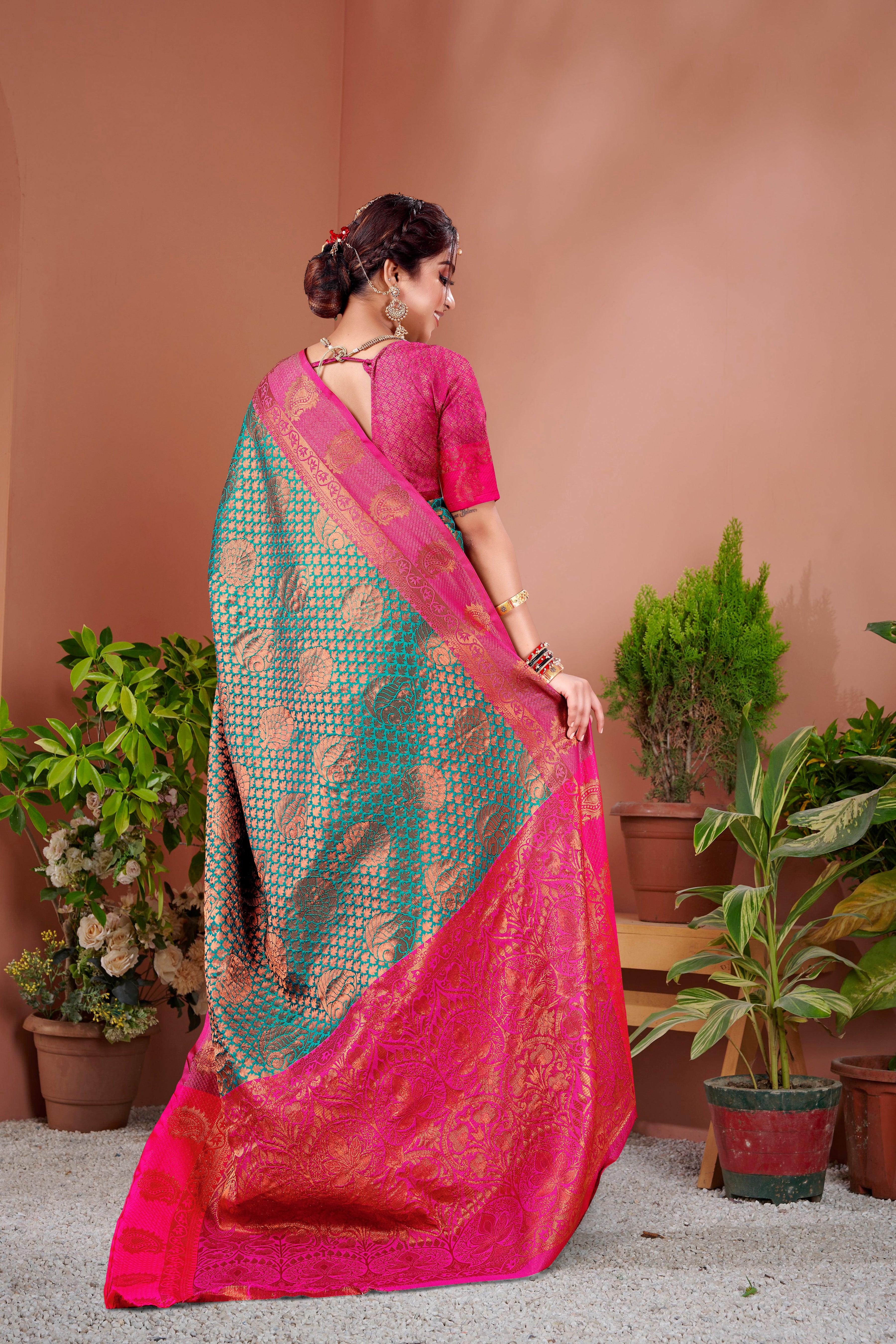 Somvati Banarasi Silk Saree with Stunning Jacquard Woven Design – Elegant Festive and Bridal Wear for Women