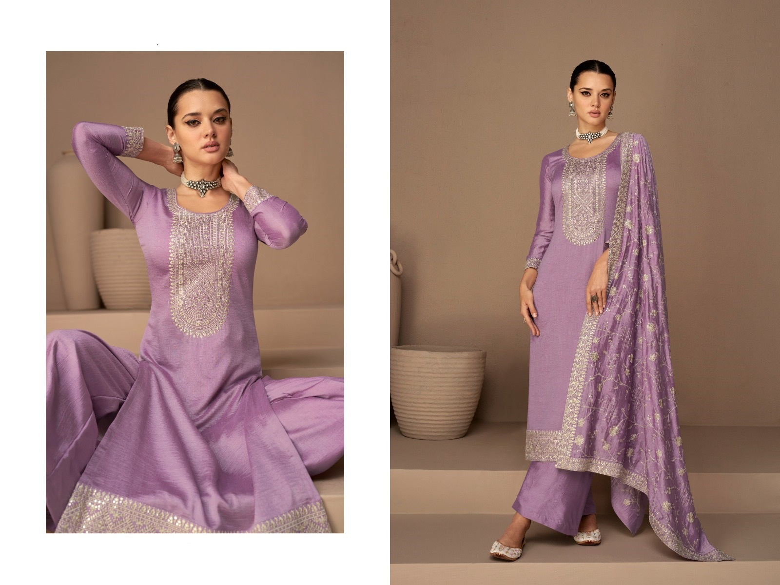 SOMVATI Premium Heavy Unstitched Material Salwar Suit – Embroidered Elegance with Sequins & Stone Work