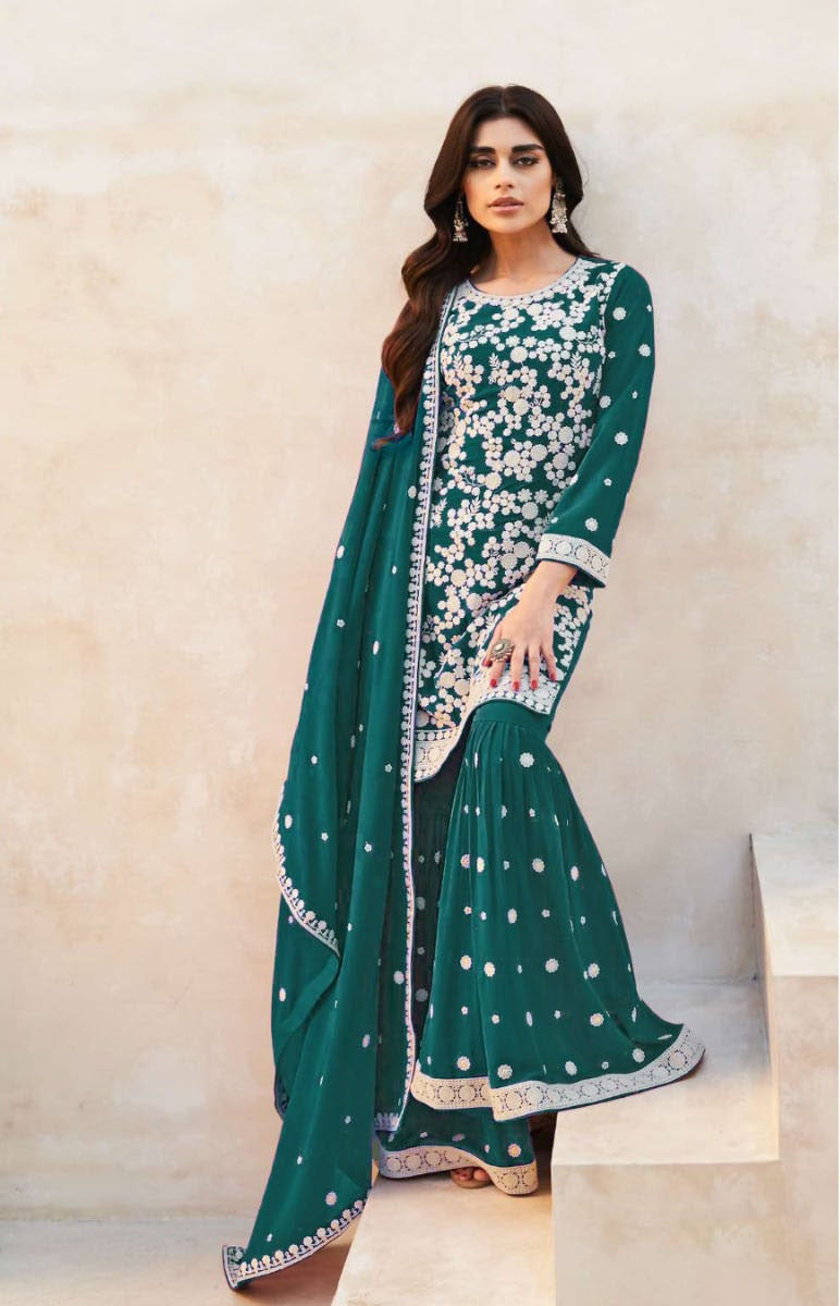 SOMVATI Embroidered Long Georgette Anarkali Gown – Timeless Elegance with Stunning Detailing