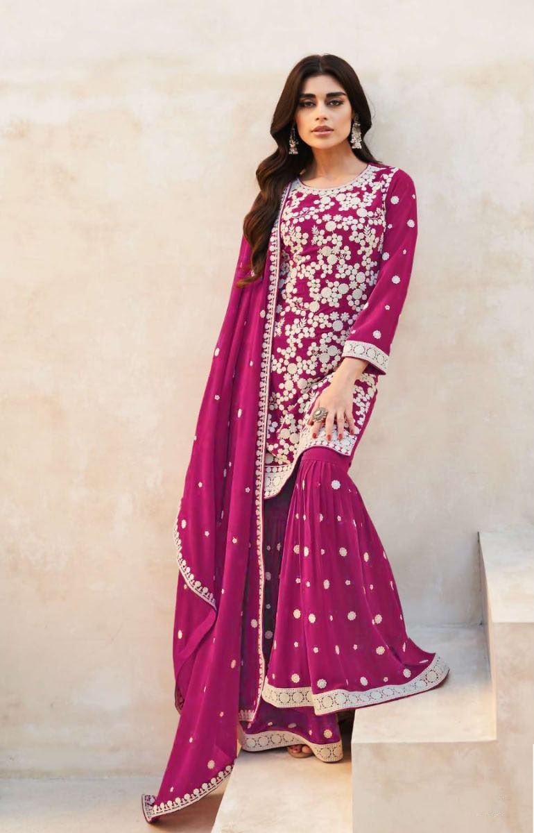 SOMVATI Embroidered Long Georgette Anarkali Gown – Timeless Elegance with Stunning Detailing